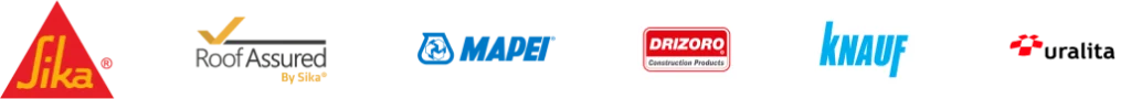 Retirada de Amianto en Segovia 4 Logotipos de marcas de materiales usados en retirada de amianto como Sika, Mapei y Knauf en Segovia